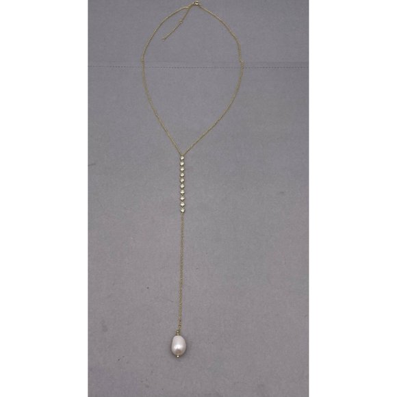 N/A Jewelry - 925 Sterling Silver Real Pearl Lariat Chain Necklace Gold Tone